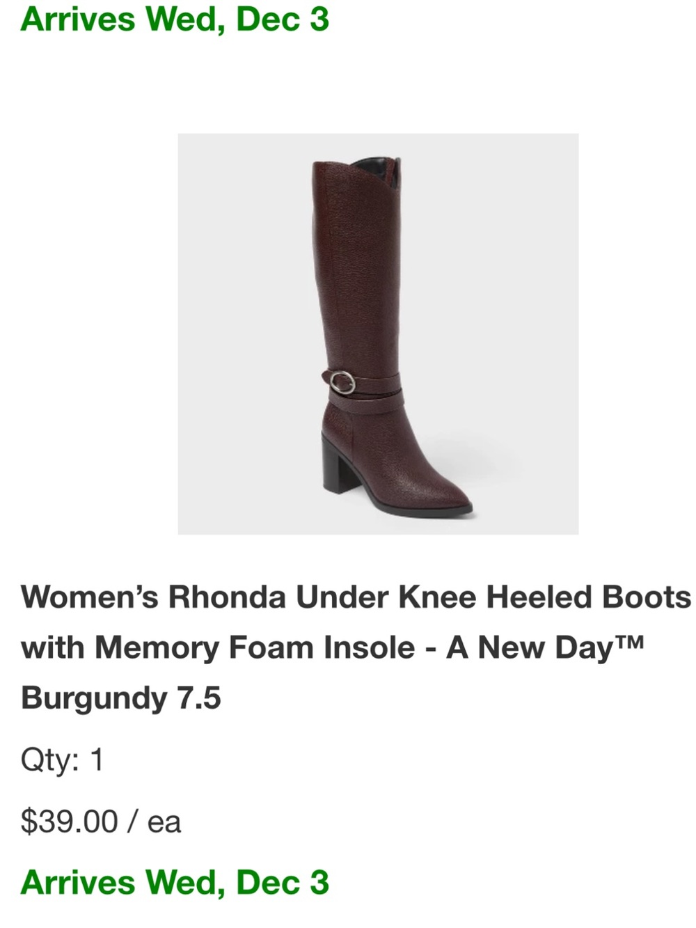 a new day Burgundy Textured Under-Knee Heeled Boots